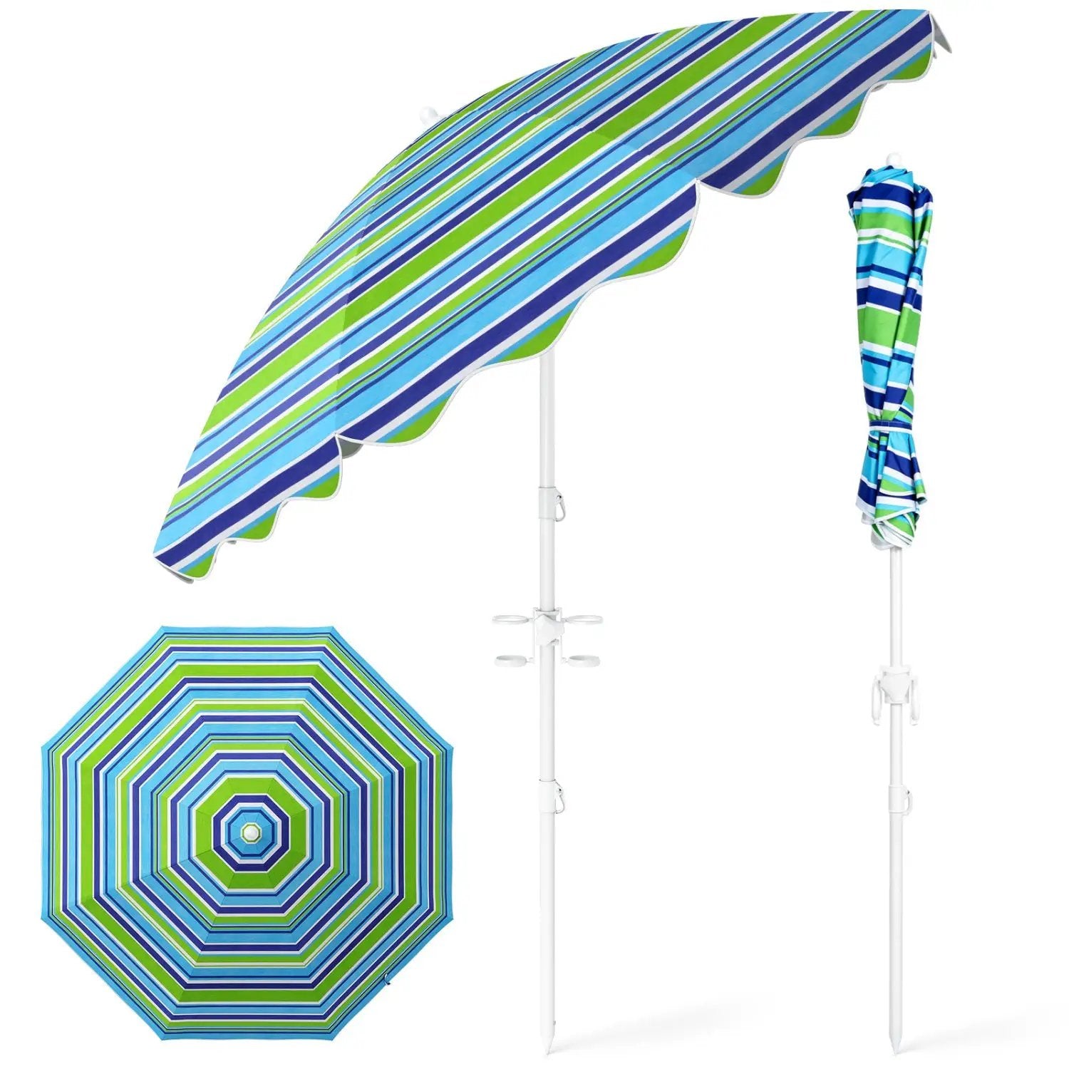 Beach Umbrella 6.5 FT with UPF 50+ and Sand Anchor by DirectDeals