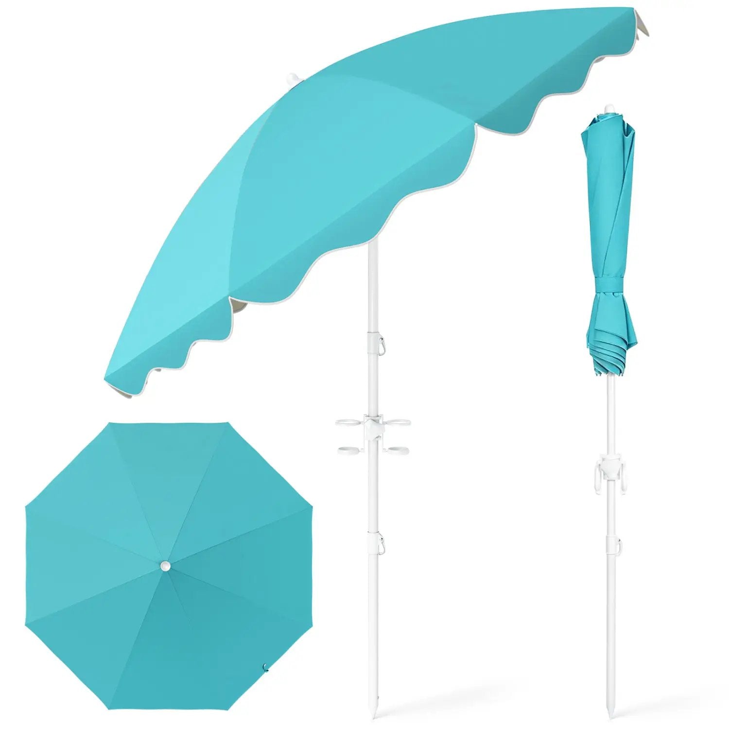 Beach Umbrella 6.5 FT with UPF 50+ and Sand Anchor by DirectDeals