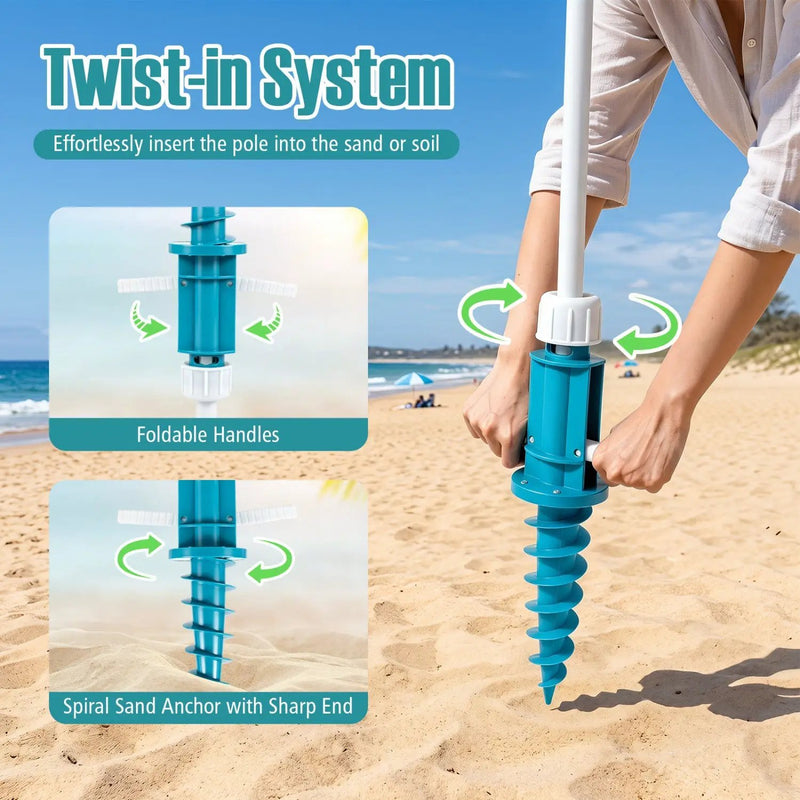 Beach Umbrella 6.5 FT with UPF 50+ and Sand Anchor by DirectDeals