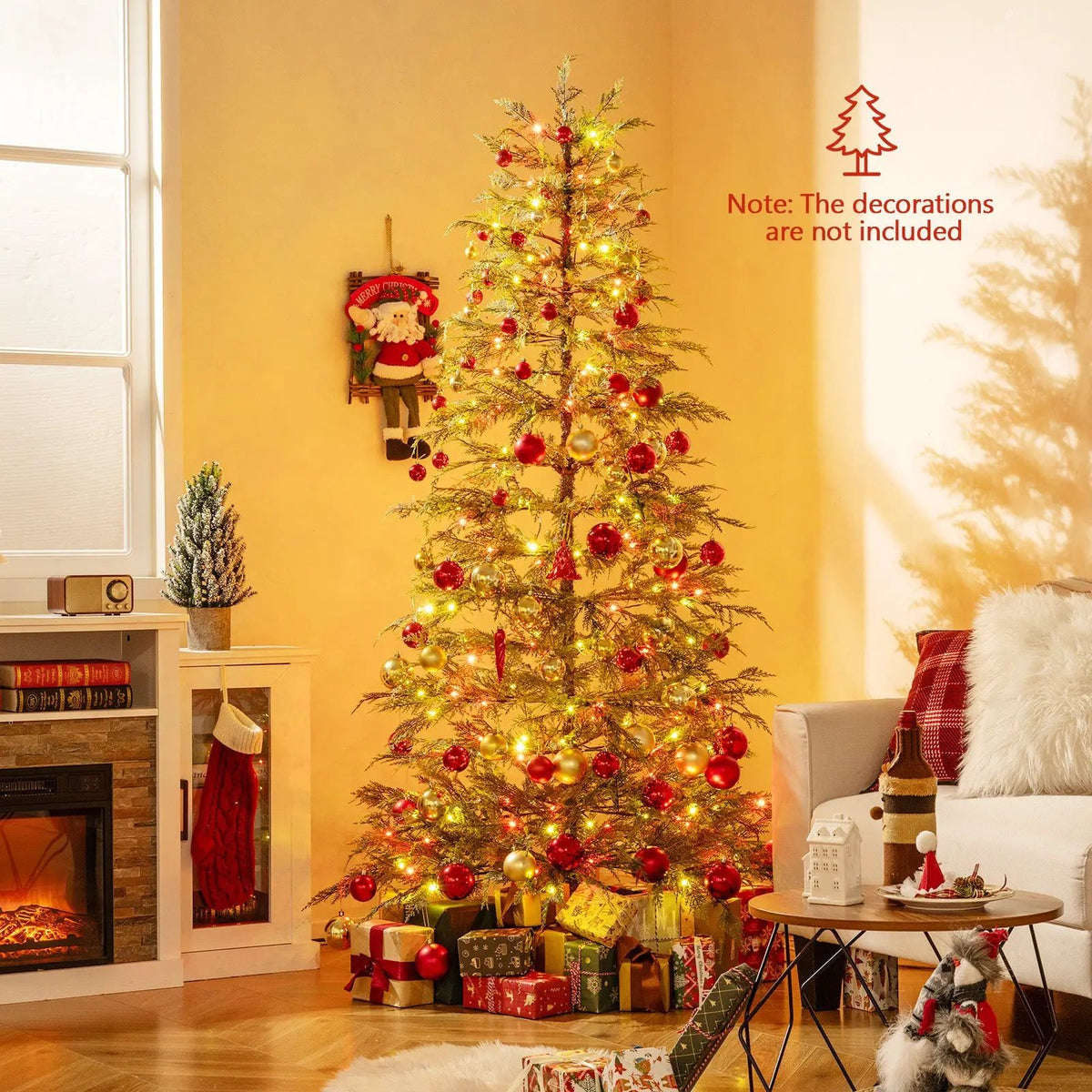 7.5 Feet Artificial Christmas Tree with Branch Tips and Colorful LED Lights, photo 13 of 16