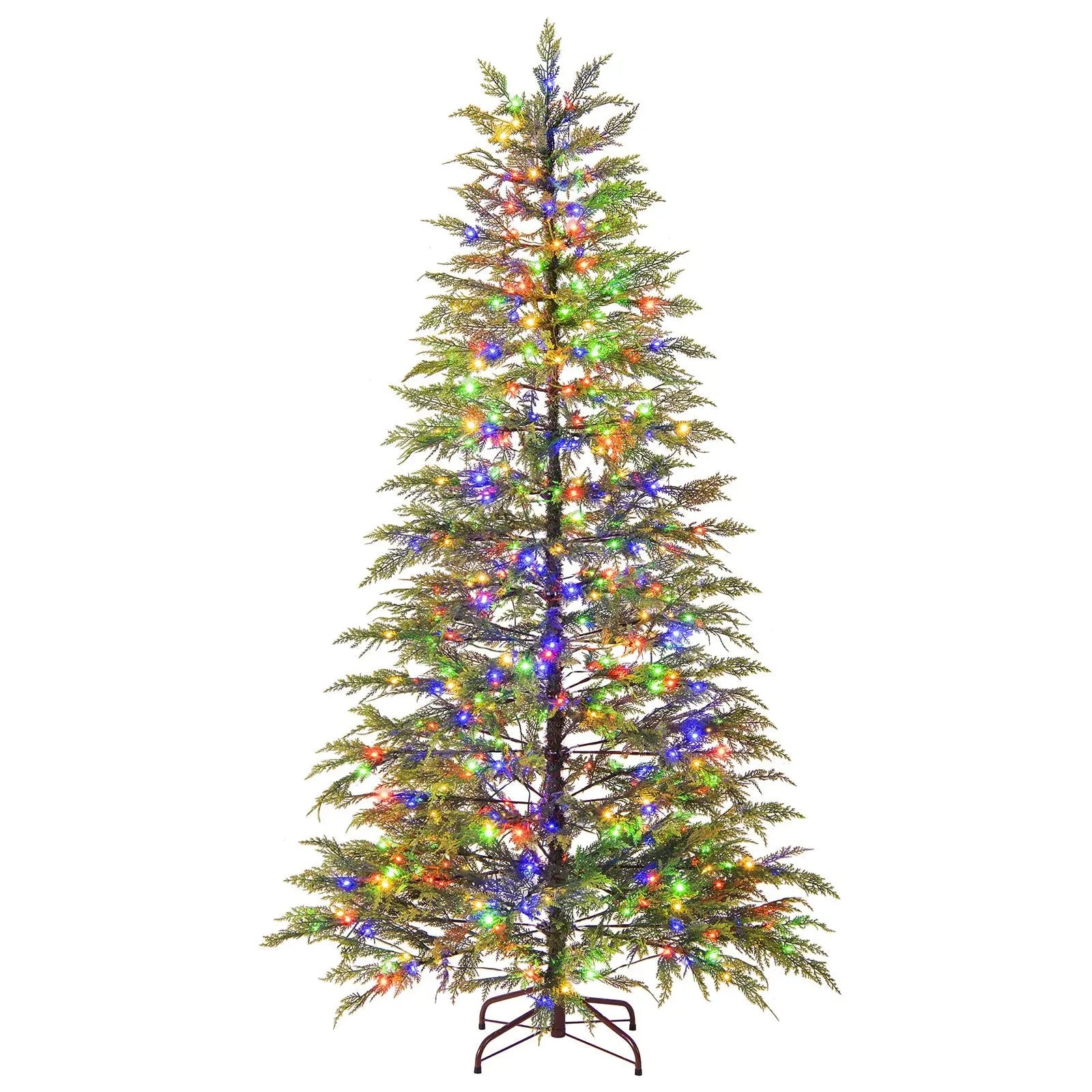 7.5 Feet Artificial Christmas Tree with Branch Tips and Colorful LED Lights by DirectDeals