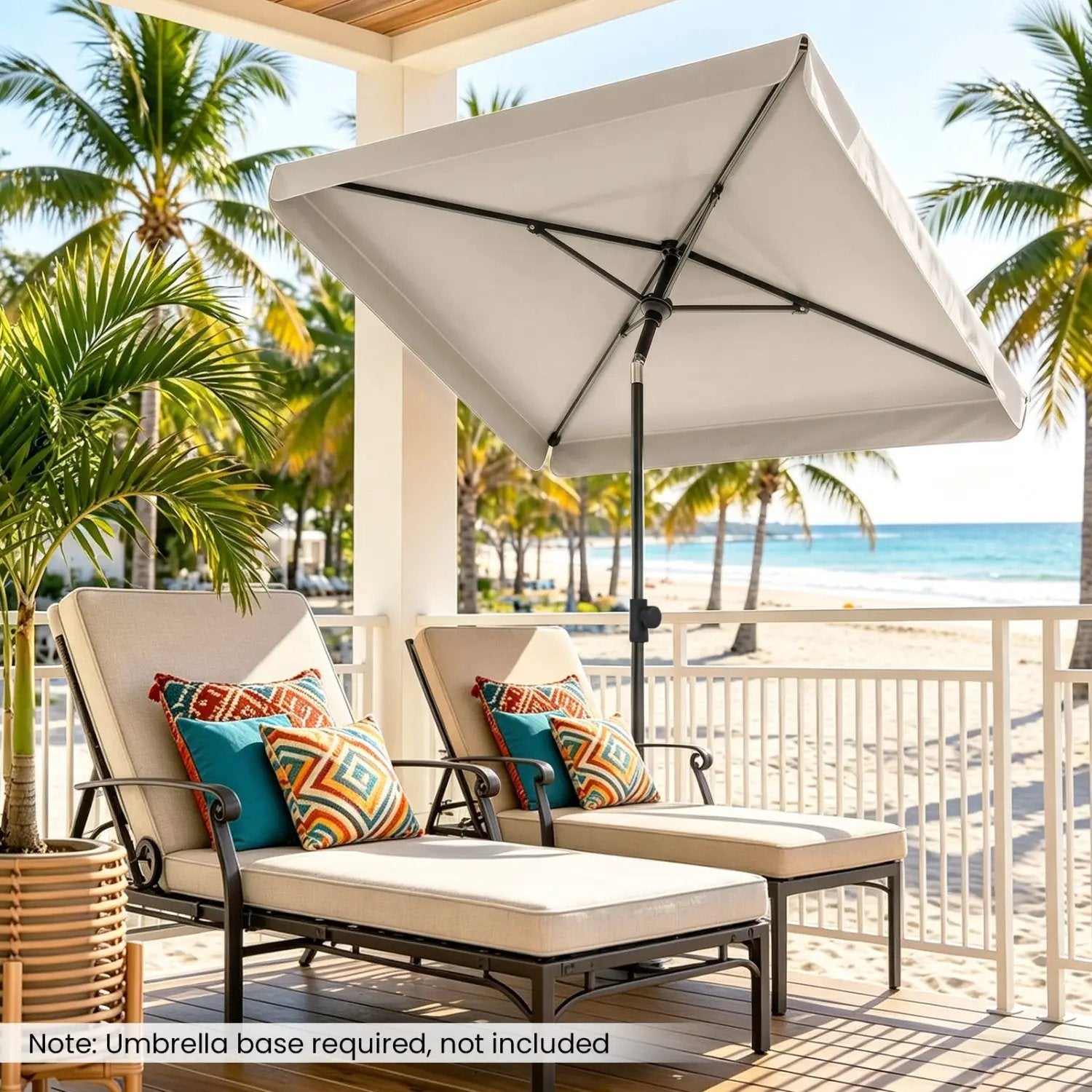 Rectangular Patio Umbrella 6.5 x 4.3 Ft with Tilt Adjustment by DirectDeals