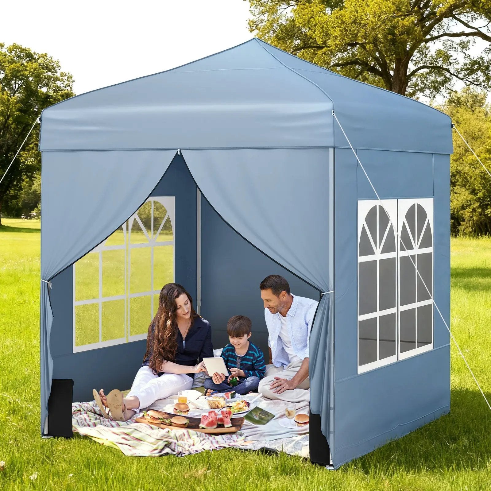 6.5 x 6.5 FT Pop up Canopy Tent with 4 Sidewalls and Wheeled Bag by DirectDeals