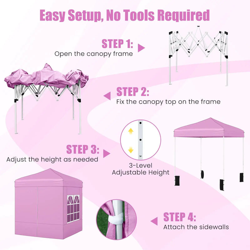 6.5 x 6.5 FT Pop up Canopy Tent with 4 Sidewalls and Wheeled Bag by DirectDeals