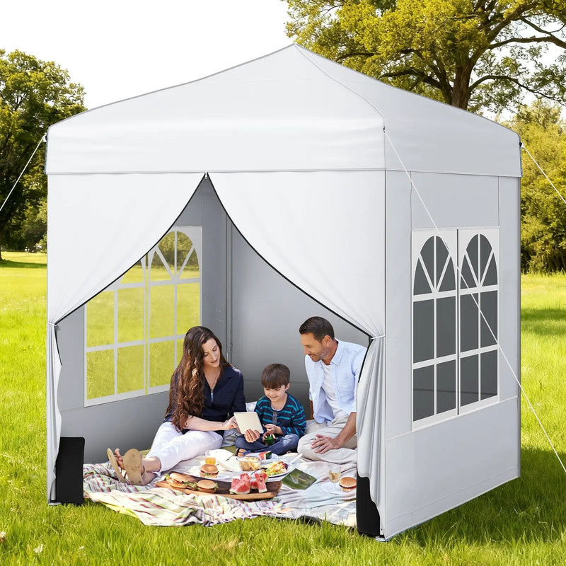 6.5 x 6.5 FT Pop up Canopy Tent with 4 Sidewalls and Wheeled Bag by DirectDeals