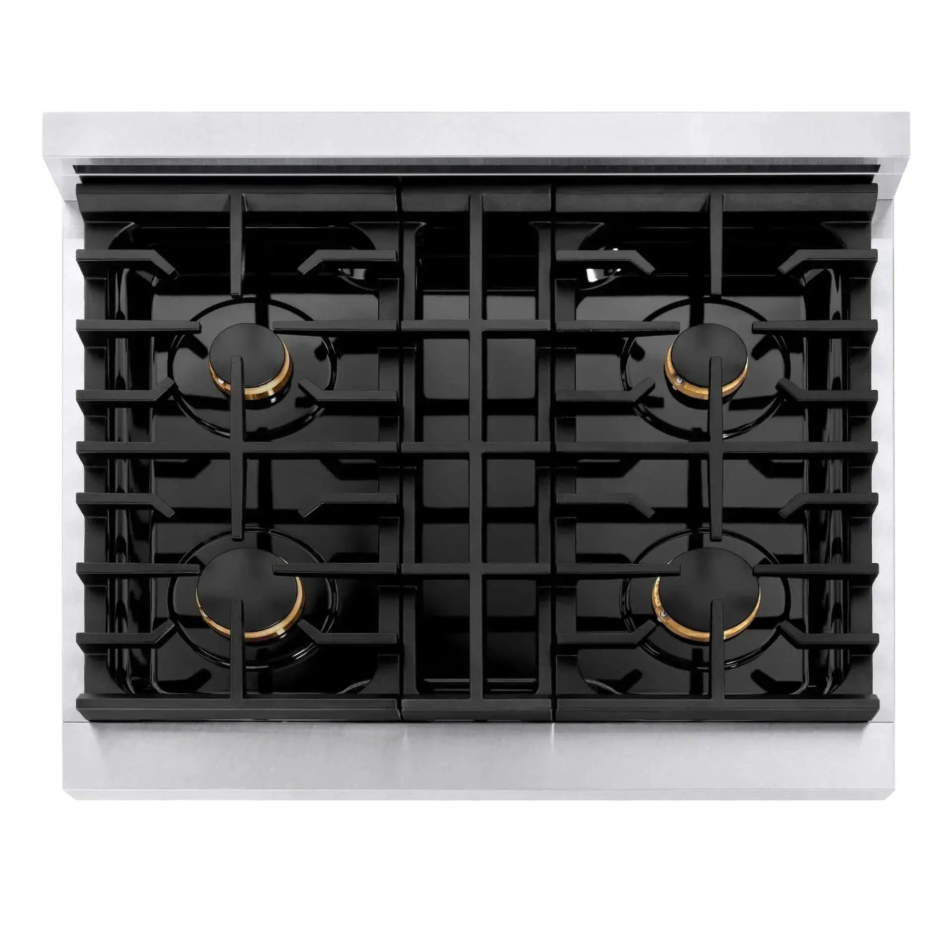 ZLINE 30"Paramount Dual Fuel Range DuraSnow® White Matte, Matte Black SDRSZ-WM-30-MB by Farmhouse Kitchen and Bath