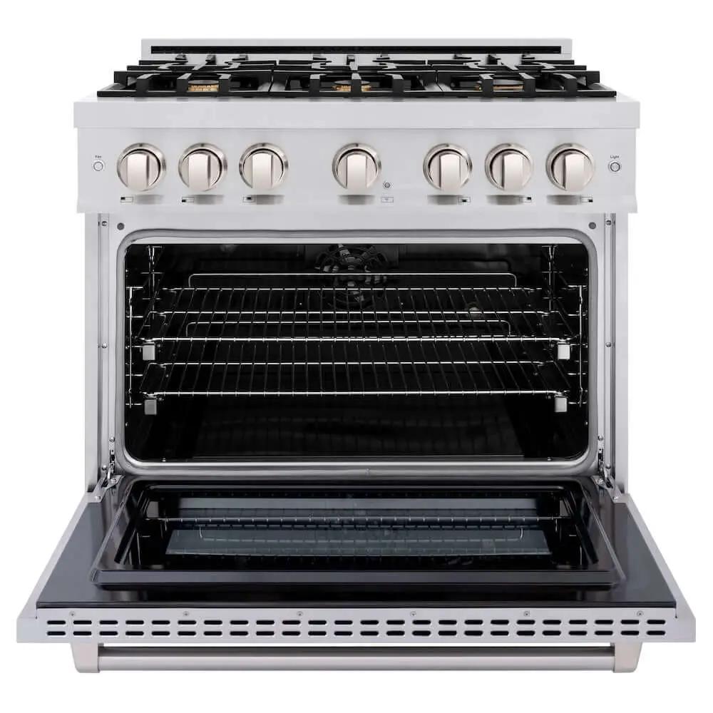 ZLINE 36" Select Dual Fuel Range Gas Cooktop Electric Convection Oven Stainless Steel Brass Burners HDR-BR-36 by Farmhouse Kitchen and Bath