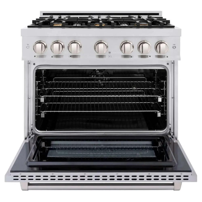ZLINE 36" Select Dual Fuel Range Gas Cooktop Electric Convection Oven Stainless Steel Brass Burners HDR-BR-36 by Farmhouse Kitchen and Bath