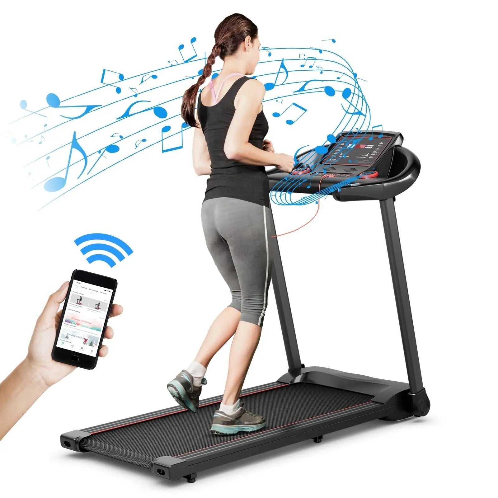 2.25HP Electric Running Machine Treadmill with Speaker and APP Control by DirectDeals