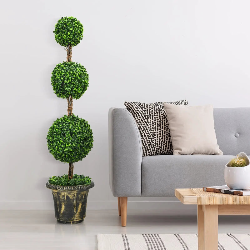 4 Feet Artificial Topiary Triple Ball Tree Plant by DirectDeals
