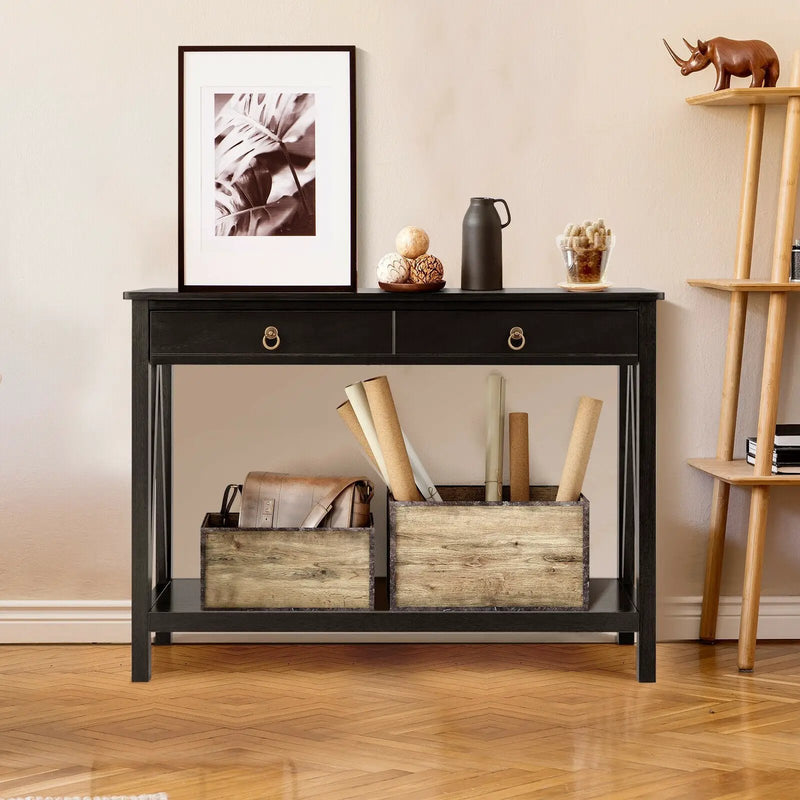 Console Table with Drawer Storage Shelf for Entryway Hallway by DirectDeals