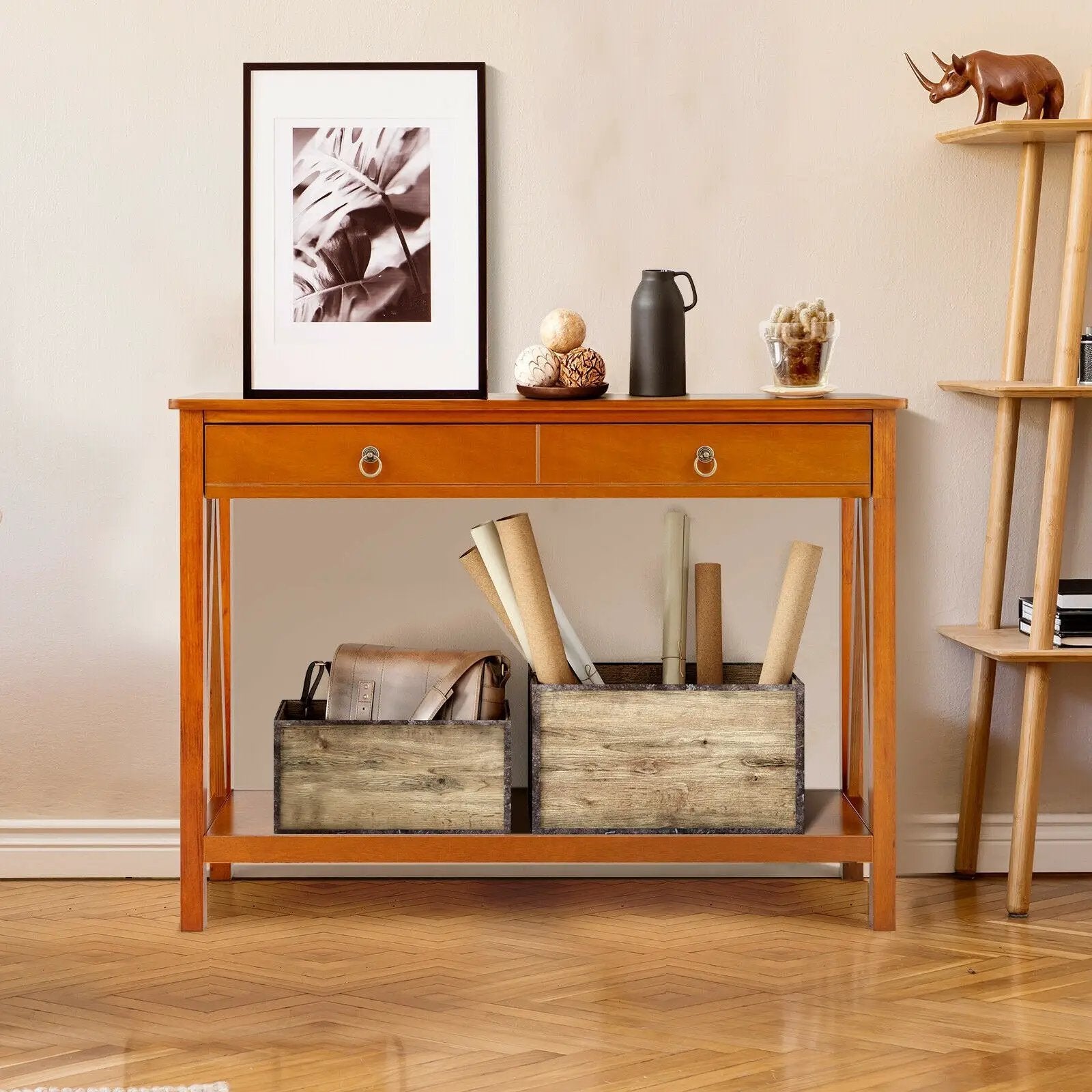 Console Table with Drawer Storage Shelf for Entryway Hallway by DirectDeals