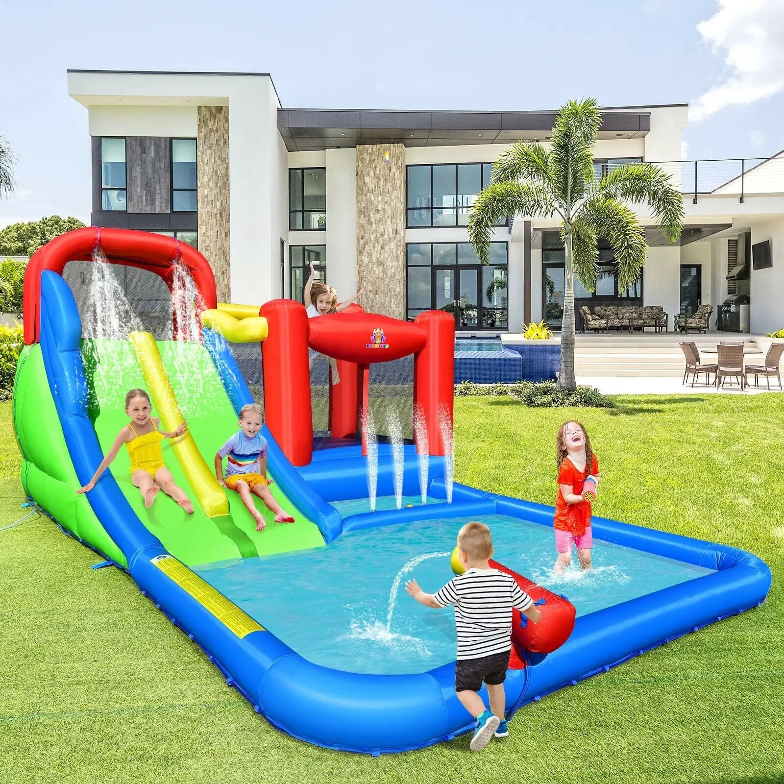 Inflatable Water Slide with Ocean Balls for Kids without Blower by DirectDeals