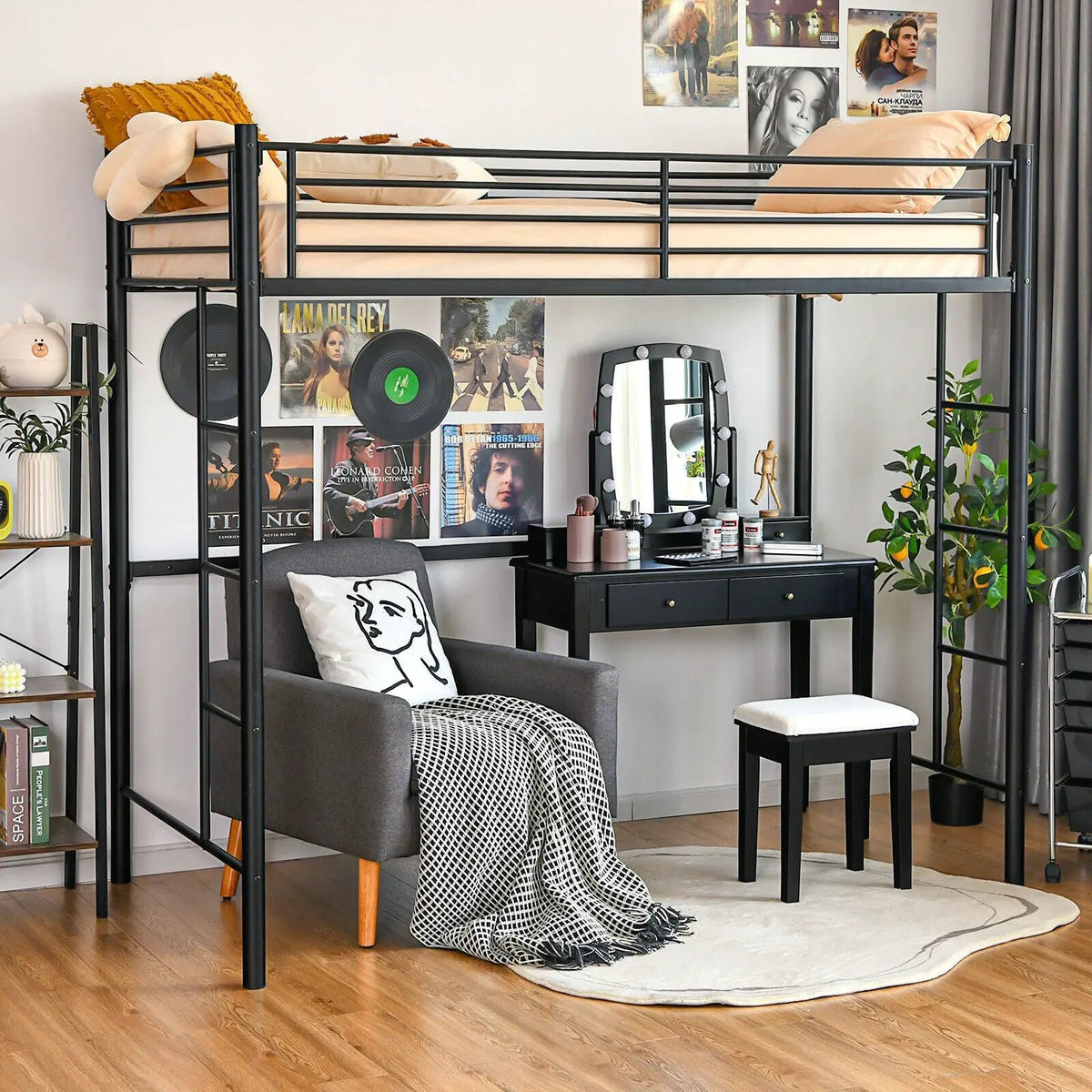 Twin Loft Bed Frame with 2 Ladders Full-length Guardrail, photo 7 of 10