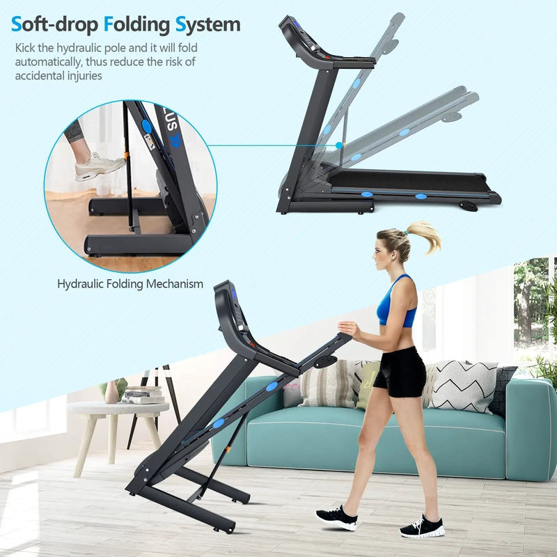 2.25 HP Folding Electric Motorized Power Treadmill with Blue Backlit LCD Display by DirectDeals