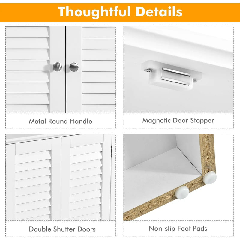 Bathroom Corner Storage Freestanding Floor Cabinet with Shutter Door by DirectDeals