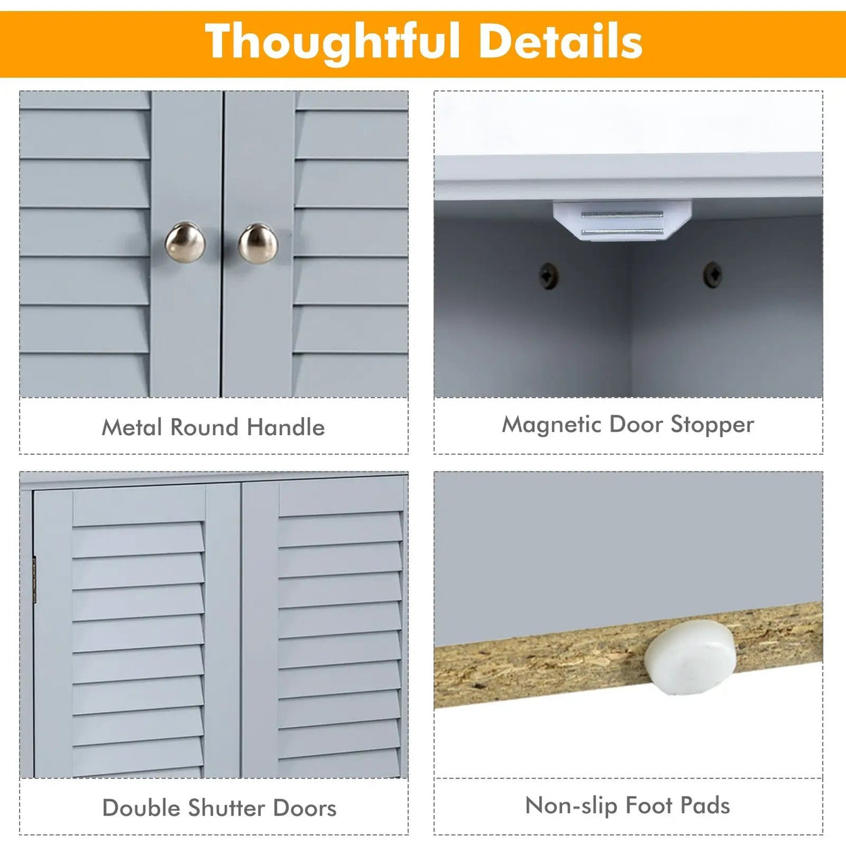 Bathroom Corner Storage Freestanding Floor Cabinet with Shutter Door, photo 13 of 24