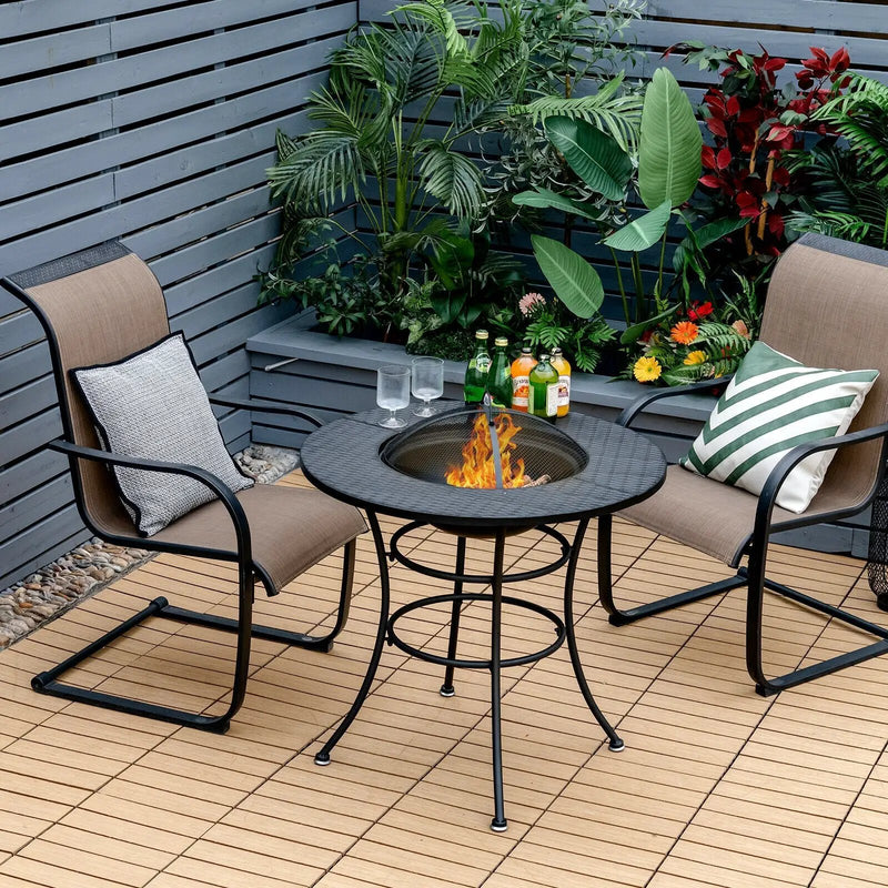 31.5 Inch Patio Fire Pit Dining Table With Cooking BBQ Grate by DirectDeals