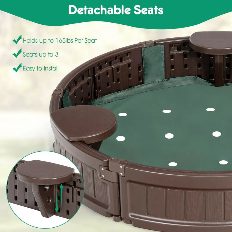 Sandbox with Built-in Corner Seat and Cover-Brown by DirectDeals