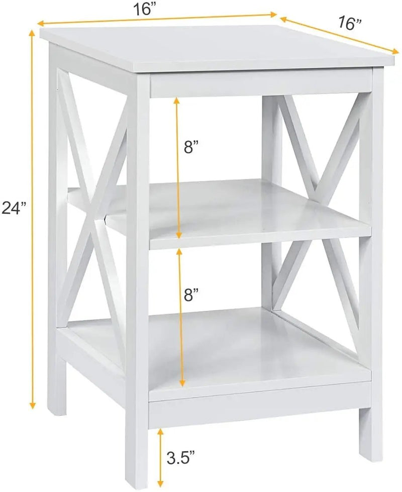 3-Tier X-Design Nightstands with Storage Shelves for Living Room Bedroom by DirectDeals