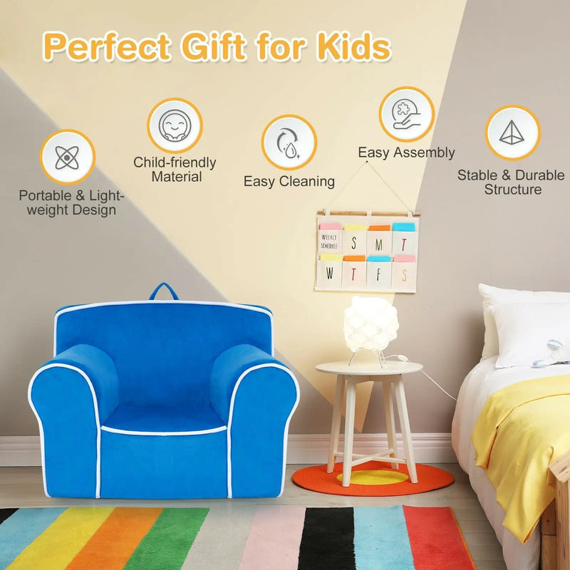 Upholstered Kids Sofa with Velvet Fabric and High-Quality Sponge by DirectDeals