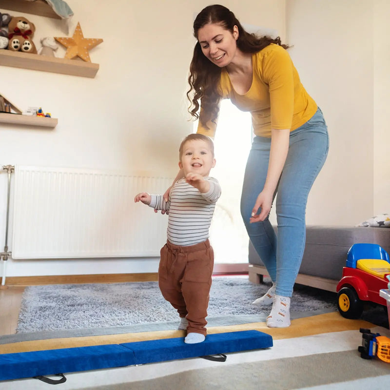 7 Feet Folding Portable Floor Balance Beam with Handles for Gymnasts by DirectDeals