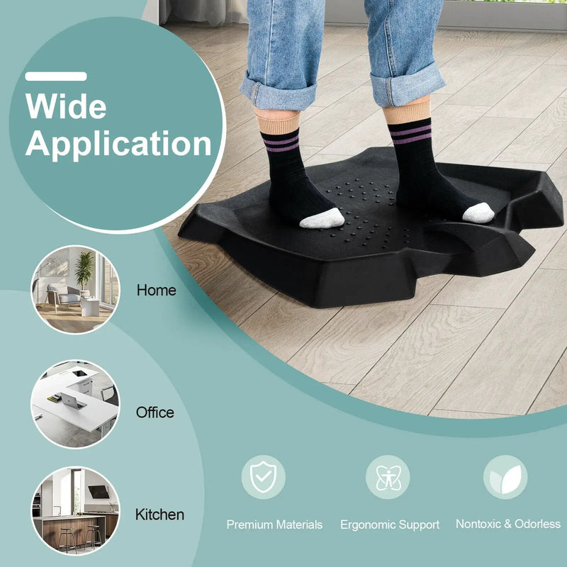Portable Anti-Fatigue Standing Mat with Massage Points and Diverse Terrain-Black by DirectDeals