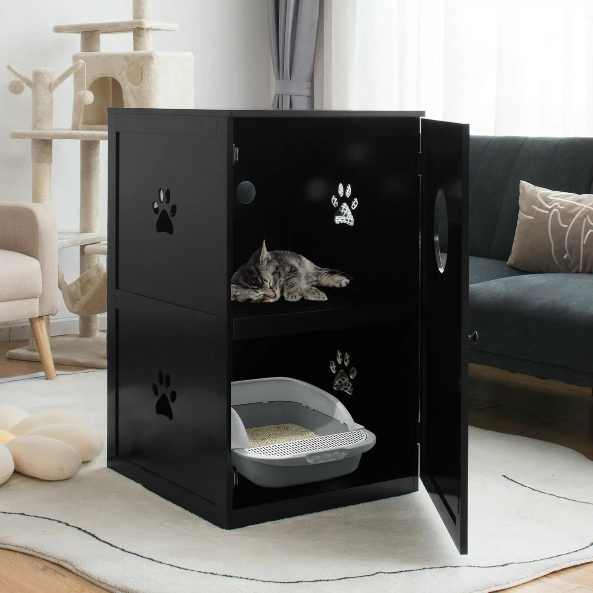 2-tier Litter Hidden Cat House With Anti-toppling Device, photo 14 of 16