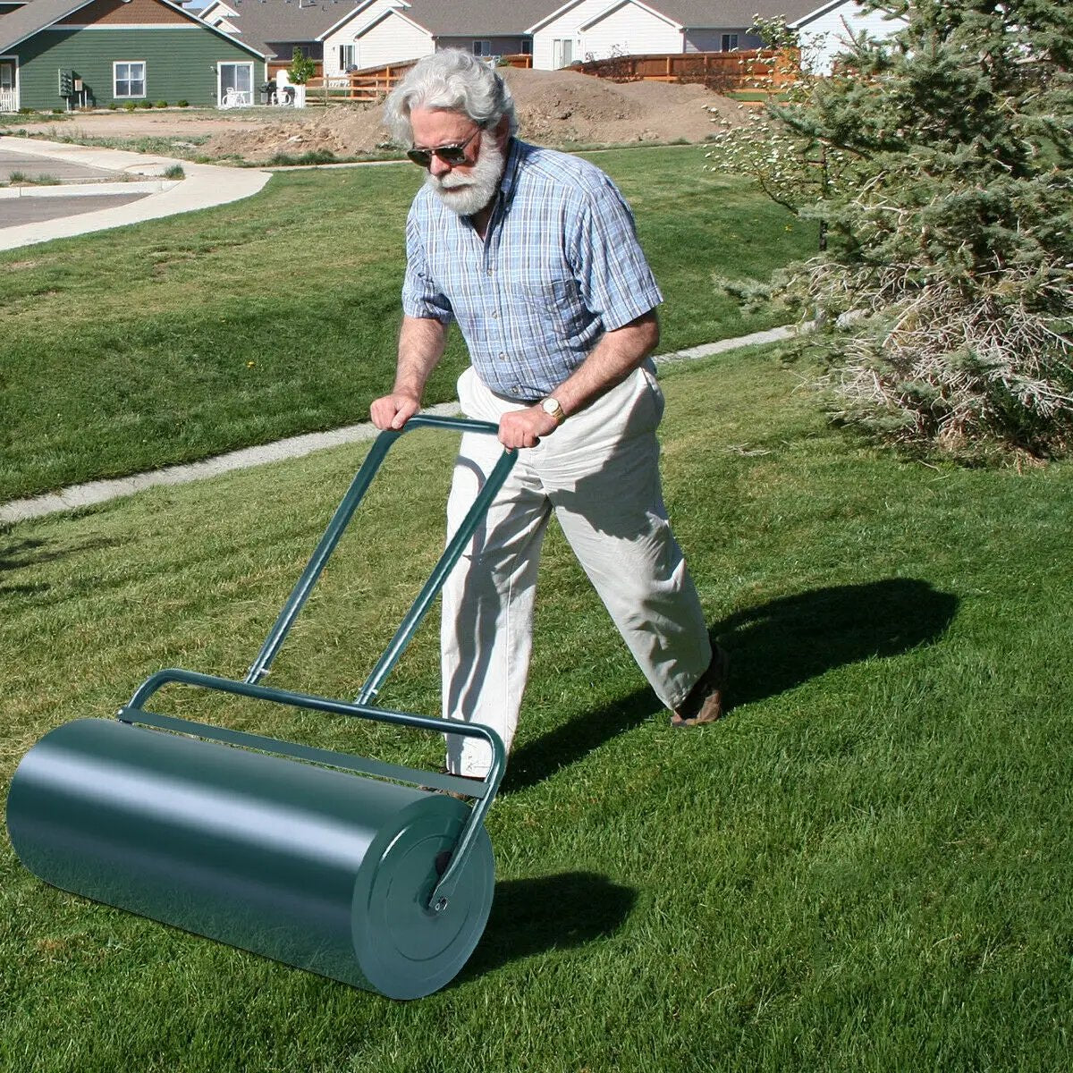 24 x 13 Inch Tow Lawn Roller Water Filled Metal Push Roller, photo 3 of 15