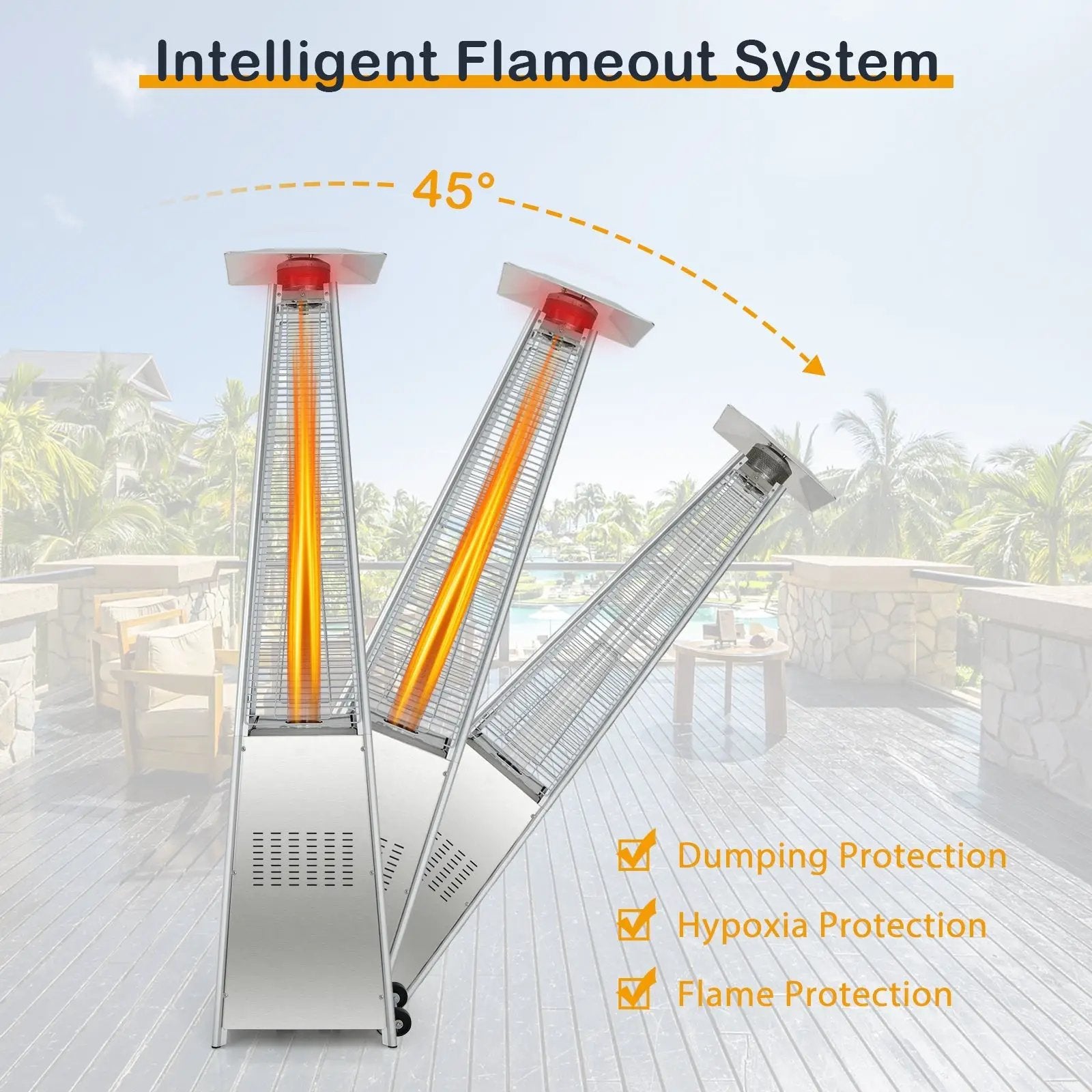 42000 BTU Pyramid Patio Heater with Wheels by DirectDeals