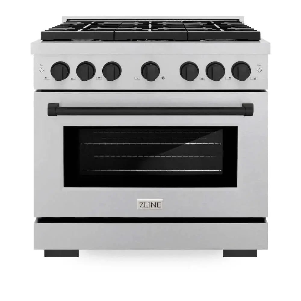 ZLINE 36"Gas Range, Convection Gas Oven, DuraSnow® Matte Black, SGRSZ-36-MB by Farmhouse Kitchen and Bath