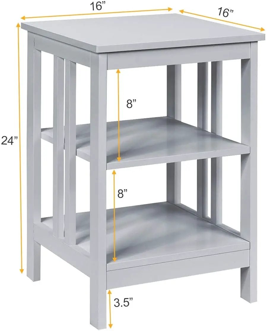 2 Pieces 3-Tier Nightstand with Reinforced Bars and Stable Structure, photo 15 of 32