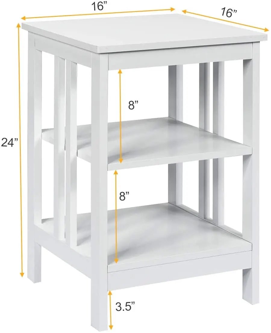 2 Pieces 3-Tier Nightstand with Reinforced Bars and Stable Structure, photo 16 of 32