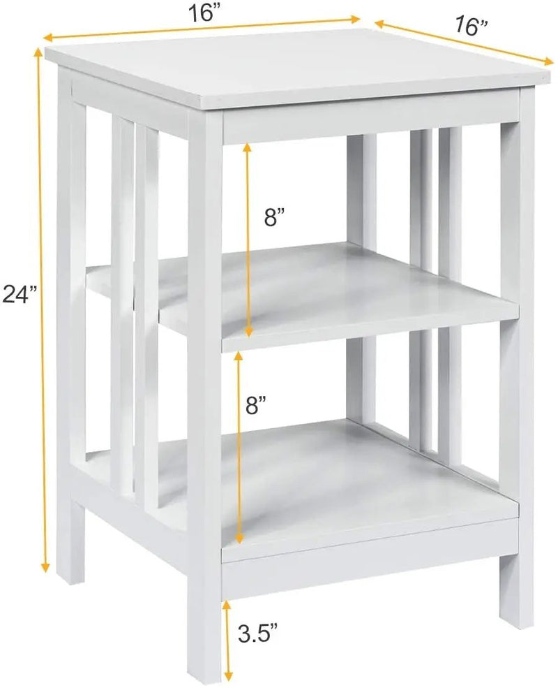 2 Pieces 3-Tier Nightstand with Reinforced Bars and Stable Structure by DirectDeals