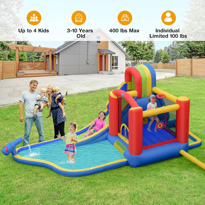 Inflatable Kid Bounce House Slide Climbing Splash Park Pool Jumping Castle Without Blower by DirectDeals