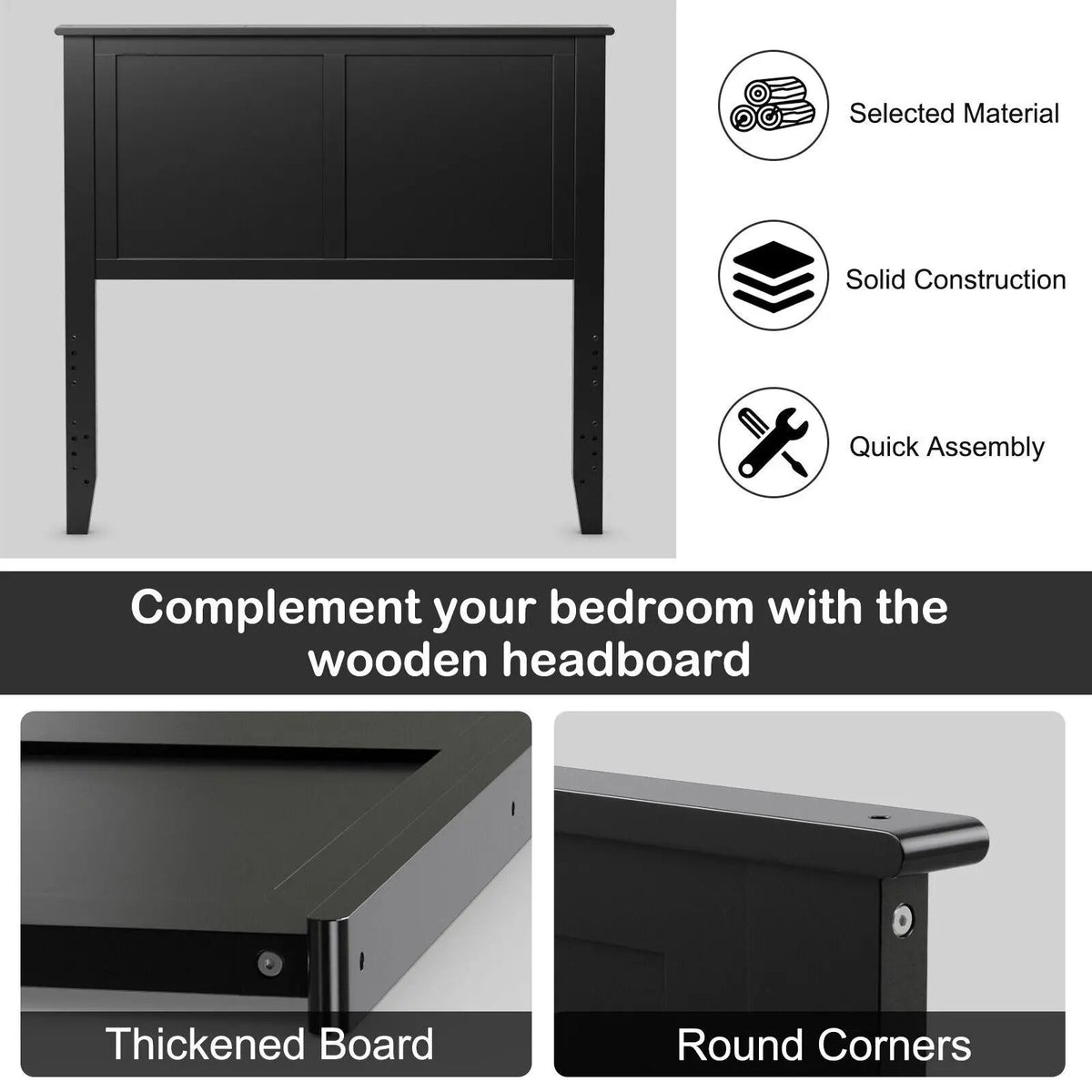Solid Wood Flat Panel Headboard for Twin-size Bed, photo 23 of 24