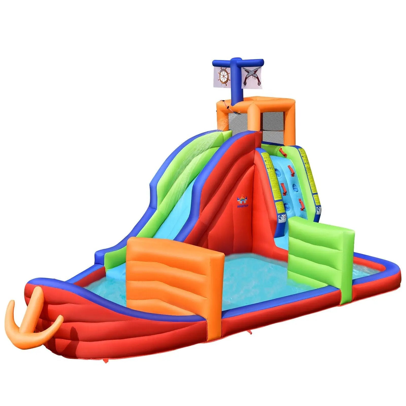 6-in-1 Pirate Ship Waterslide Kid Inflatable Castle with Water Guns and 735W Blower by DirectDeals