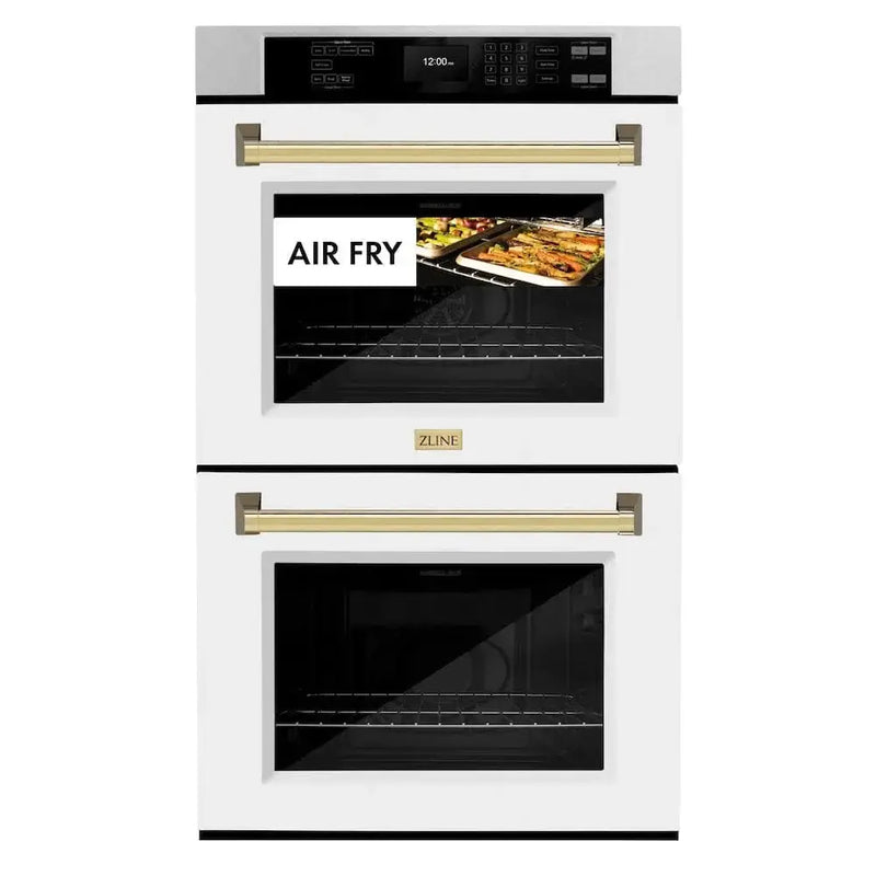 ZLINE 30"Professional True Convection Double Wall Oven, Air Fry, Self Clean, DuraSnow® Gold WADSZ-WM-30-G by Farmhouse Kitchen and Bath