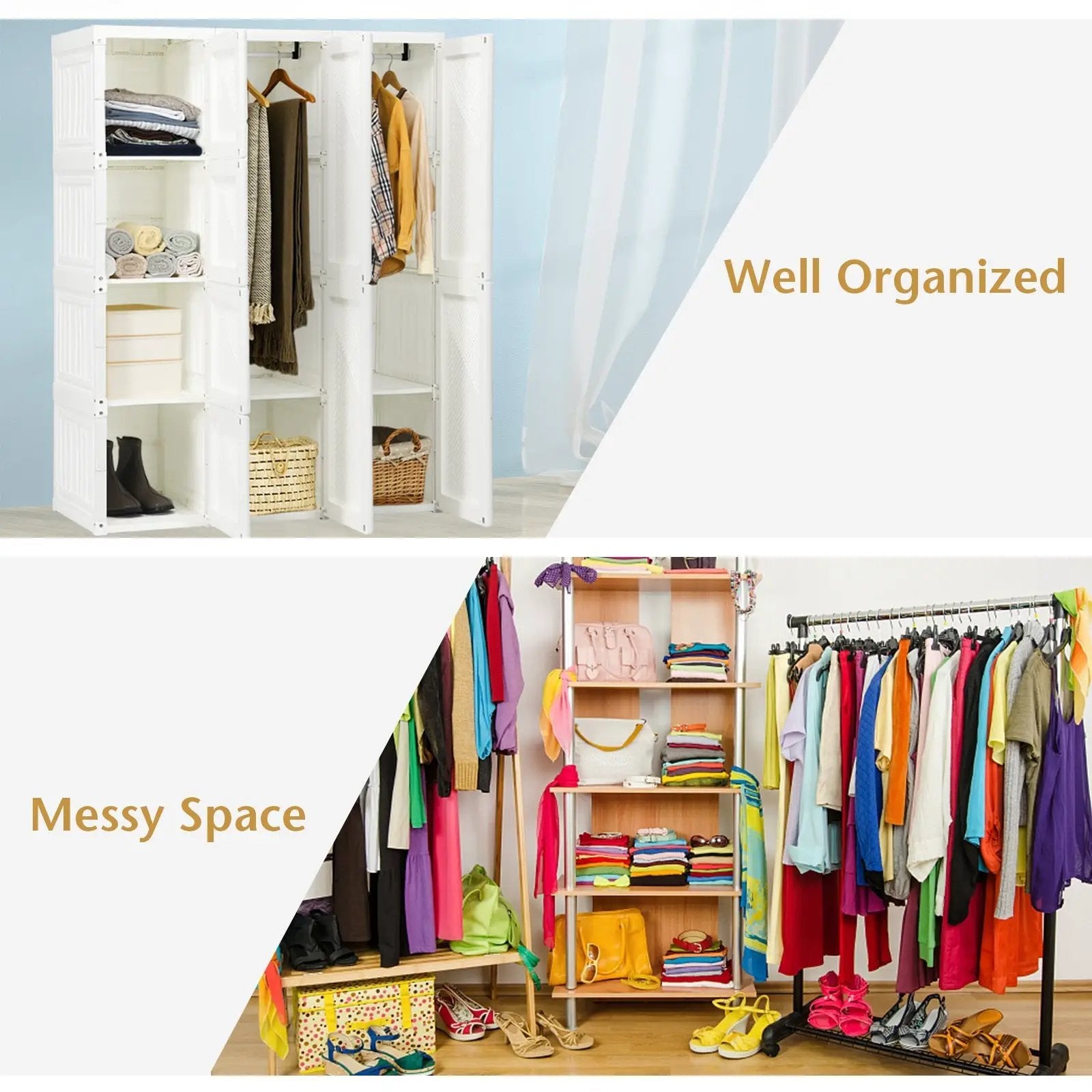 Foldable Closet Clothes Organizer with 8 Cubby Storage by DirectDeals
