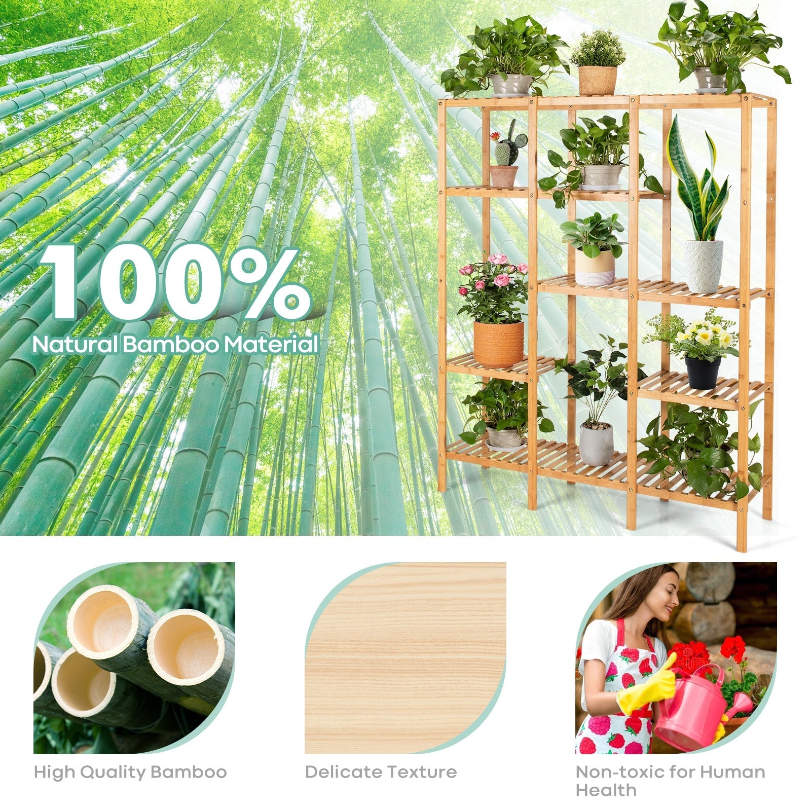 Multifunctional Bamboo Shelf Storage Organizer Rack by DirectDeals