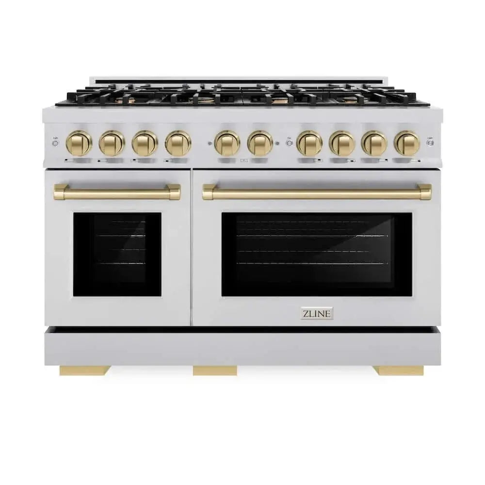 ZLINE 48" Select Dual Fuel Range Gas Cooktop Electric Convection Oven Stainless Steel Champagne Bronze HDRZ-48-CB by Farmhouse Kitchen and Bath