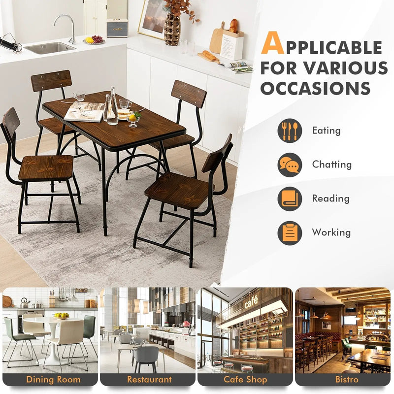 2 Pieces Modern Dining Room Side Chairs with Metal Frame-Brown by DirectDeals
