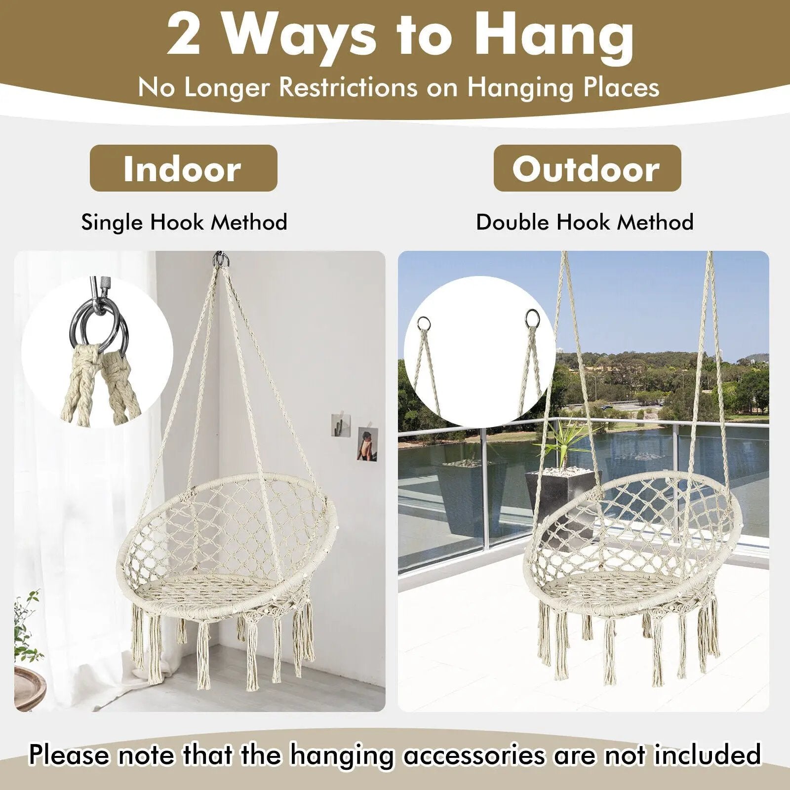 Hammock Chair LED Lights Hanging Swing Indoor Outdoor by DirectDeals