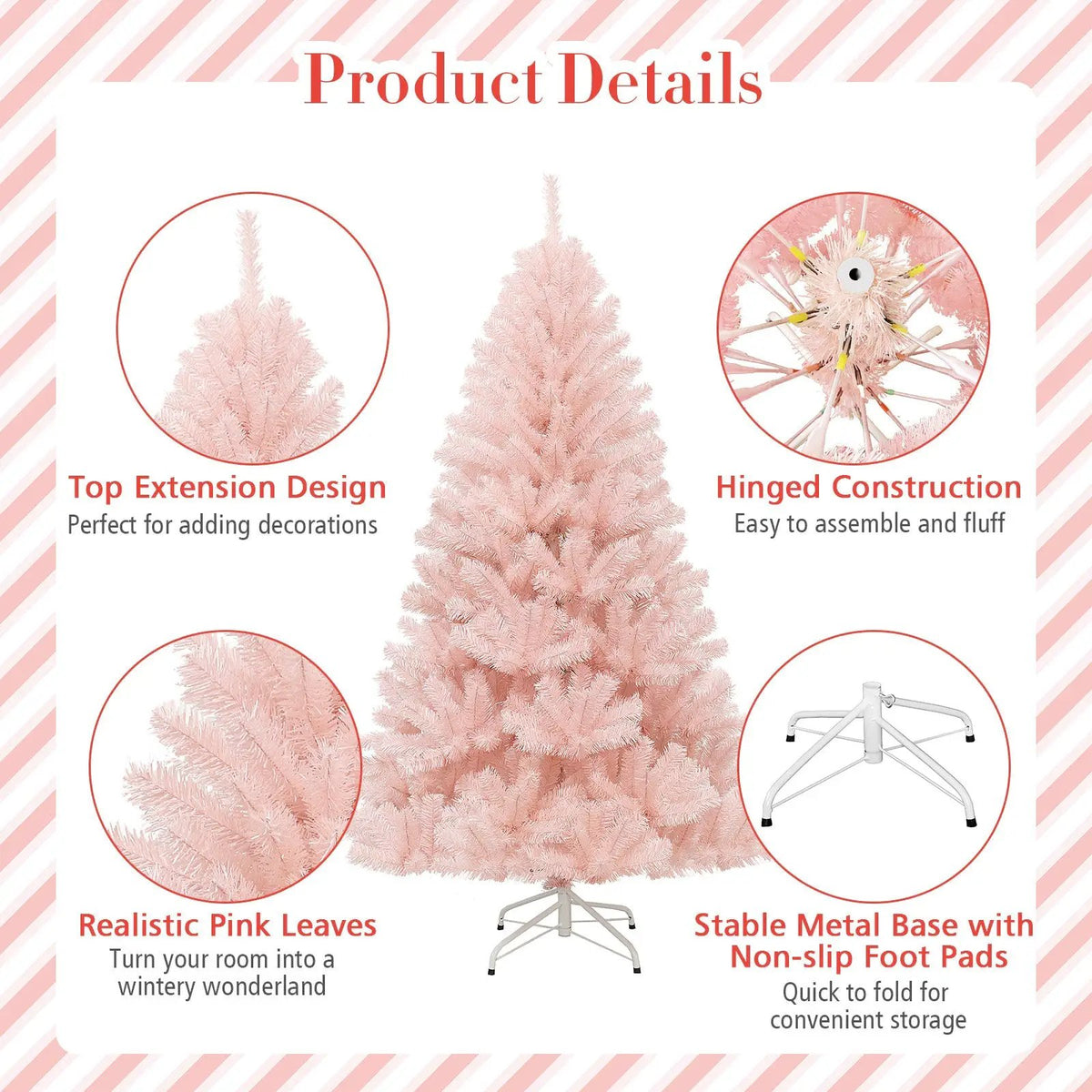 6/7 Feet Artificial Christmas Tree Hinged Full Fir Tree, photo 2 of 16
