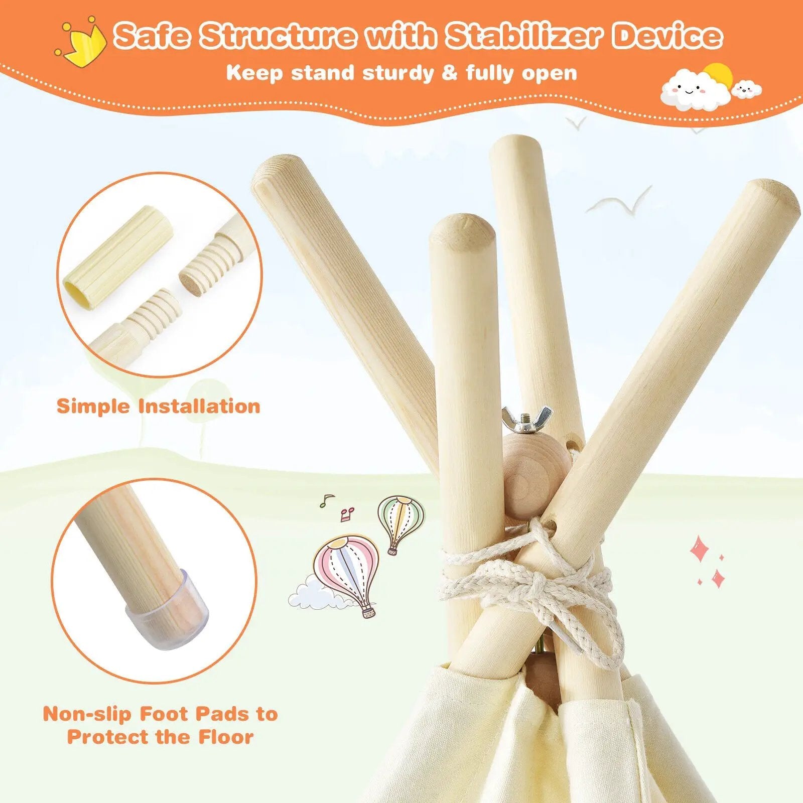 Foldable Kids Canvas Teepee Play Tent by DirectDeals