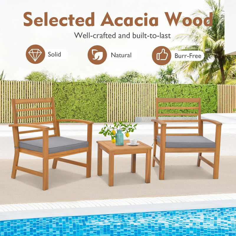 3 Pieces Outdoor Furniture Set with Soft Seat Cushions by DirectDeals
