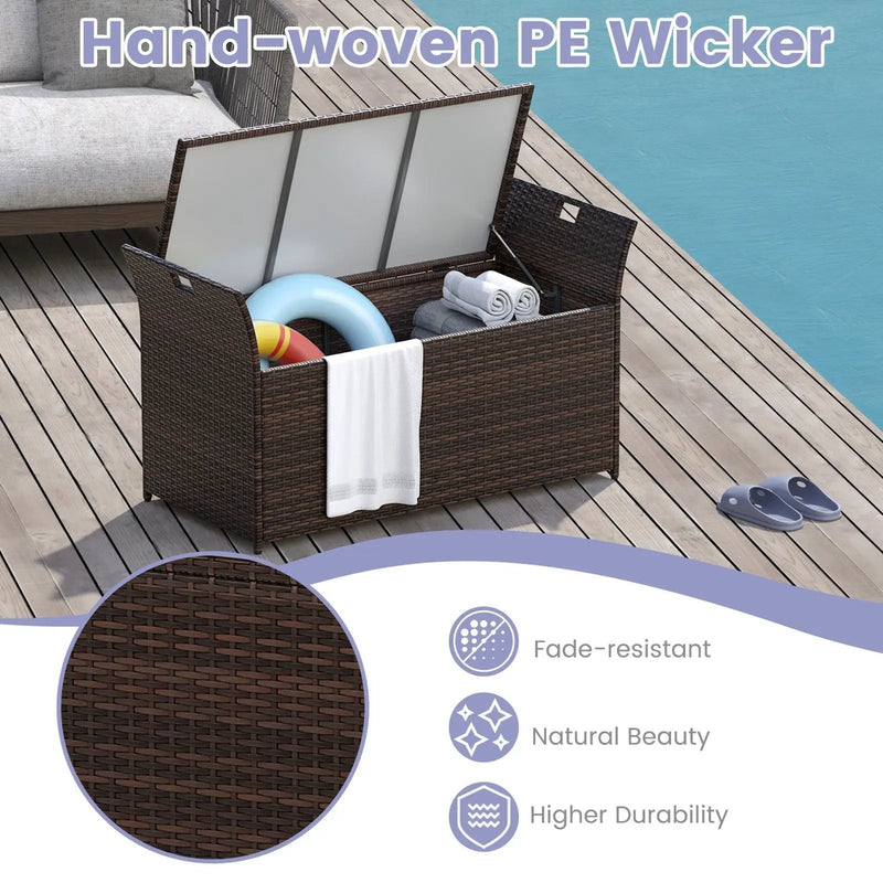 Outdoor Bench with Hand-woven PE Rattan Wicker and Side Handles-Gray by DirectDeals
