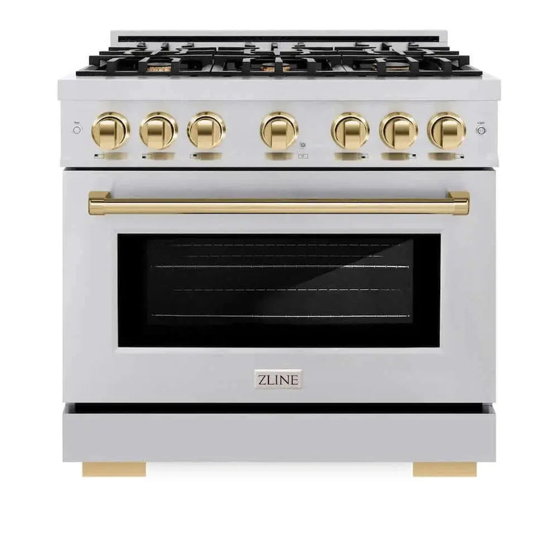 ZLINE 36" Select Gas Range Convection Gas Oven Stainless Steel Gold HGRZ-36-G by Farmhouse Kitchen and Bath