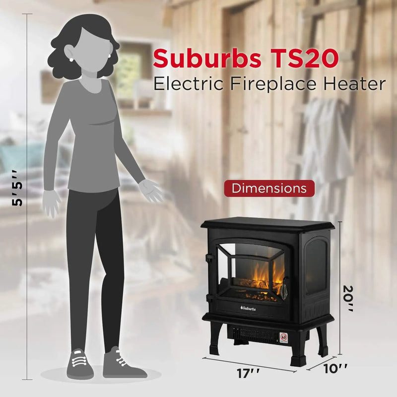 (Open Box) Suburbs TS20 Electric Fireplace Stove by TURBRO