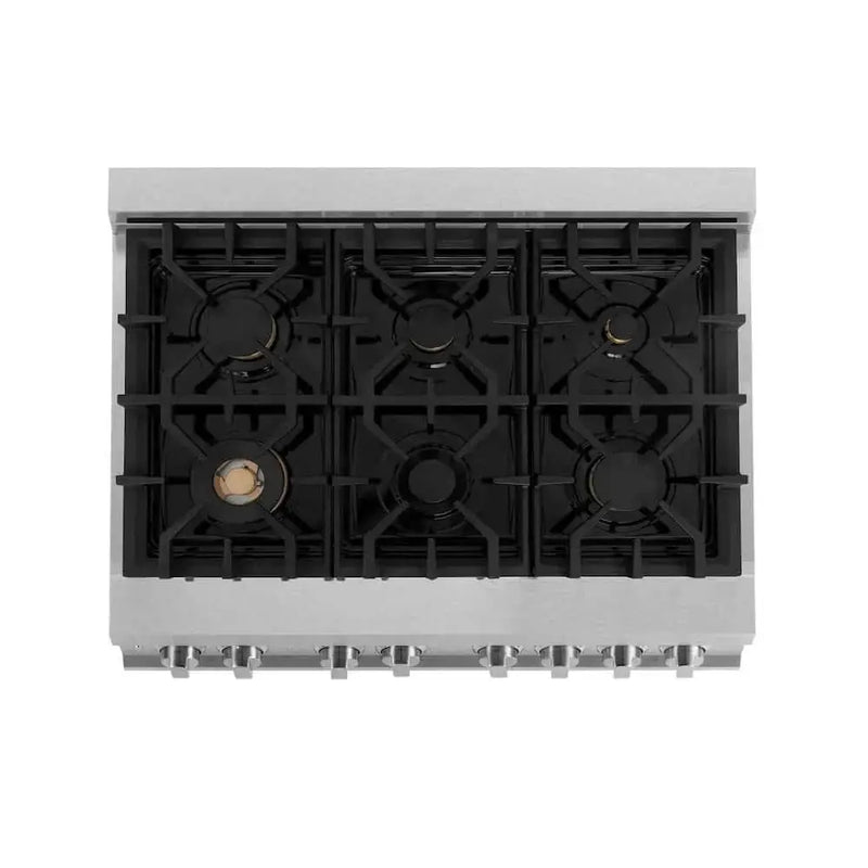 ZLINE 36" Autograph, Dual Fuel Range, Black Door, Gold, RASZ-BLM-36-G by Farmhouse Kitchen and Bath